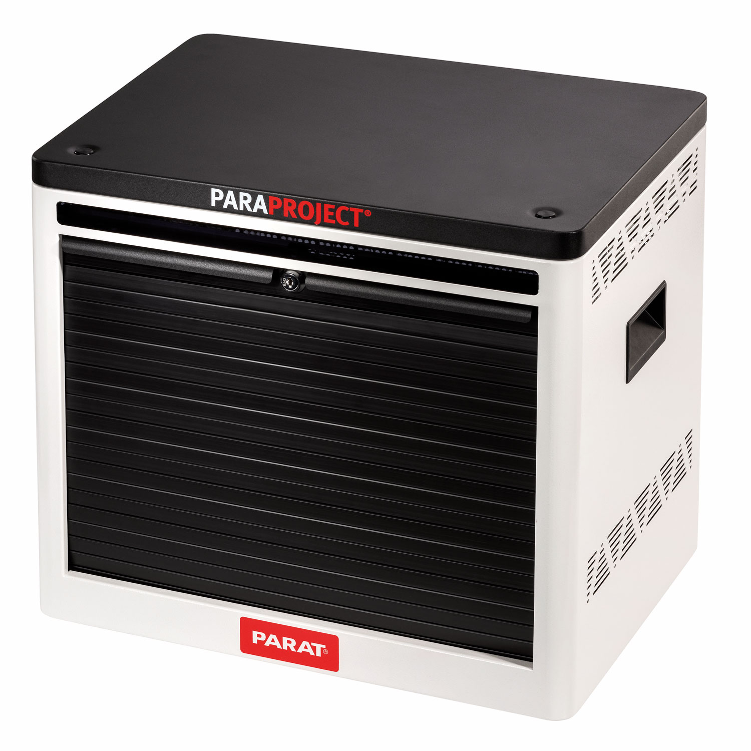 Station de recharge Paraproject Cube C12 avec porte fermée pour sécuriser les tablettes