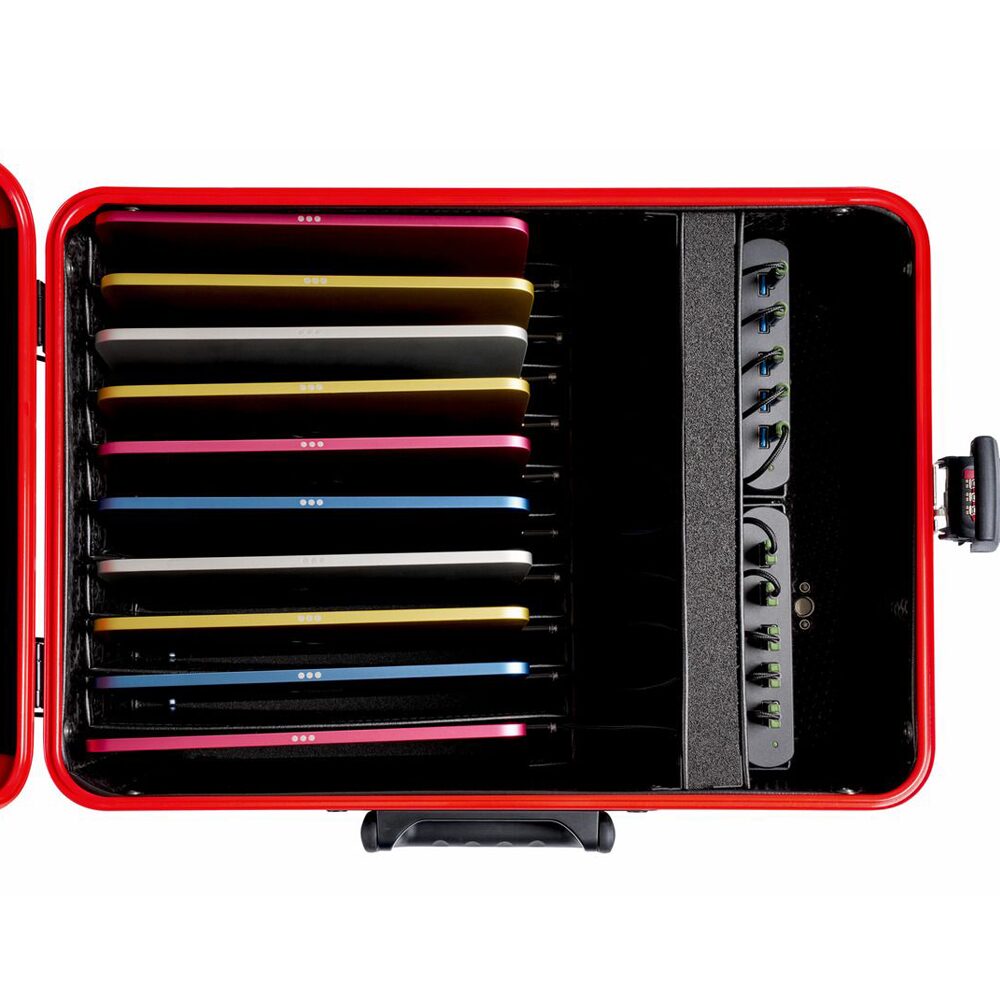 Intérieur de la valise Active TC10 avec 10 emplacements pour tablettes